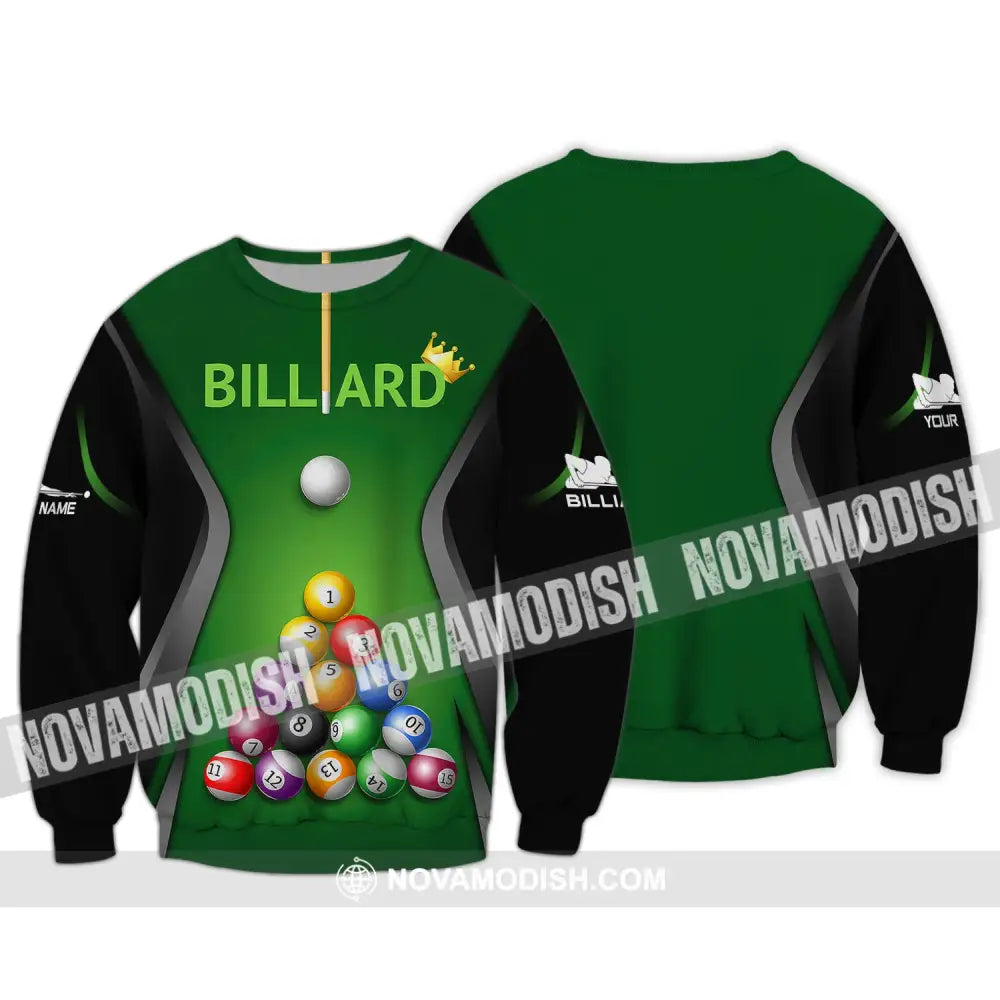 Man Shirt Custom Billiards Polo T-Shirt Balls For Players Long Sleeve / S T-Shirt