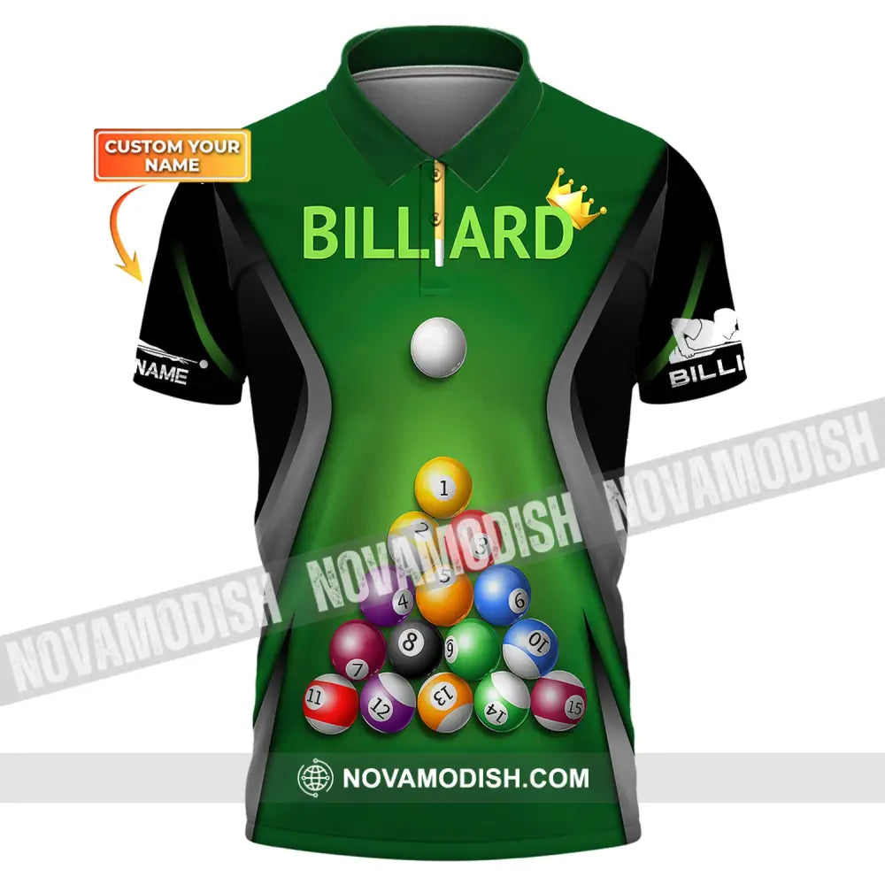 Man Shirt Custom Billiards Polo T-Shirt Balls For Players / S T-Shirt