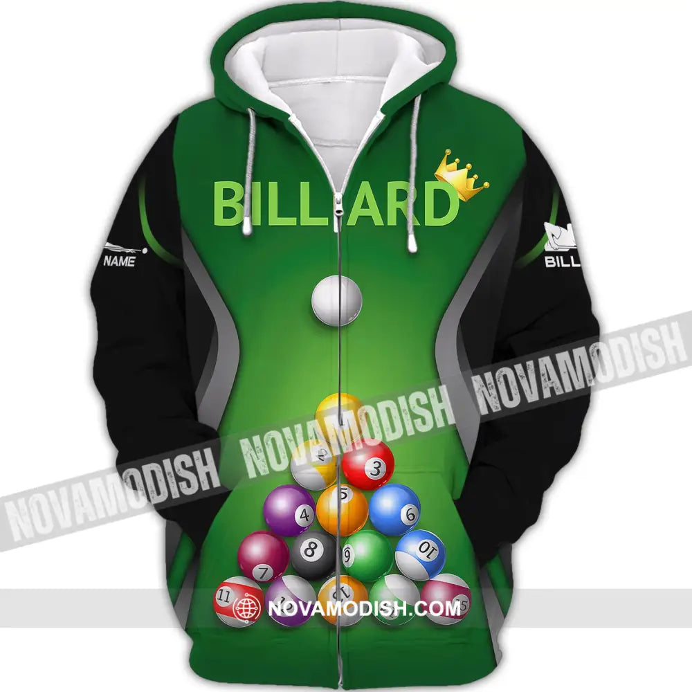 Man Shirt Custom Billiards Polo T-Shirt Balls For Players Zipper Hoodie / S T-Shirt