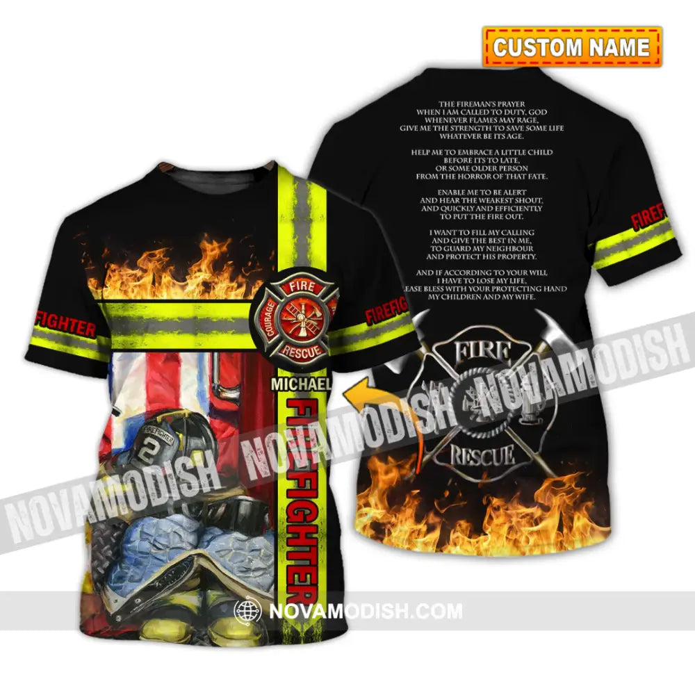 Man Shirt - Custom Fireman Name T-Shirt - Fire Fighter Clothing T-shirt