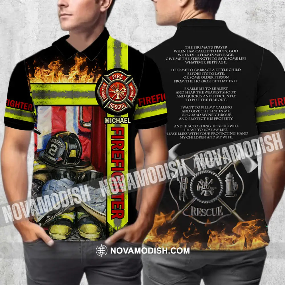 Man Shirt - Custom Fireman Name T-Shirt - Fire Fighter Clothing T-shirt