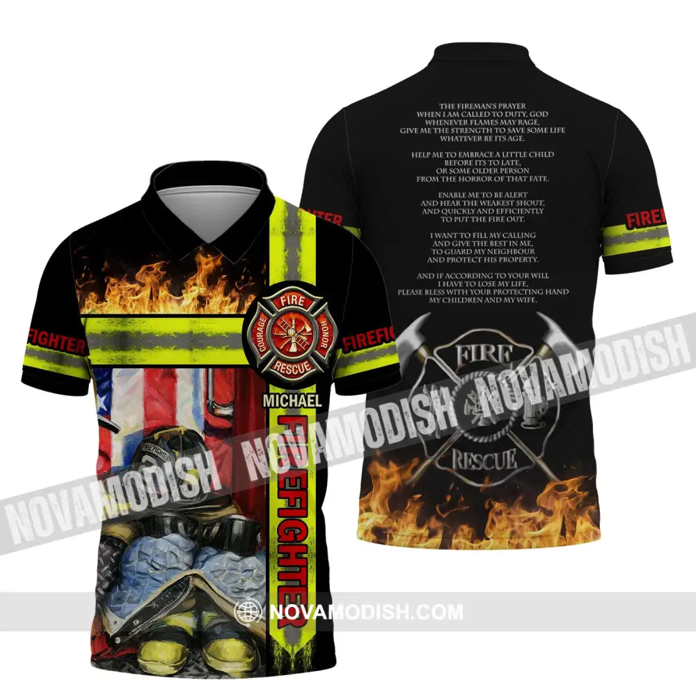 Man Shirt - Custom Fireman Name T-Shirt - Fire Fighter Clothing Polo Shirt / S T-shirt