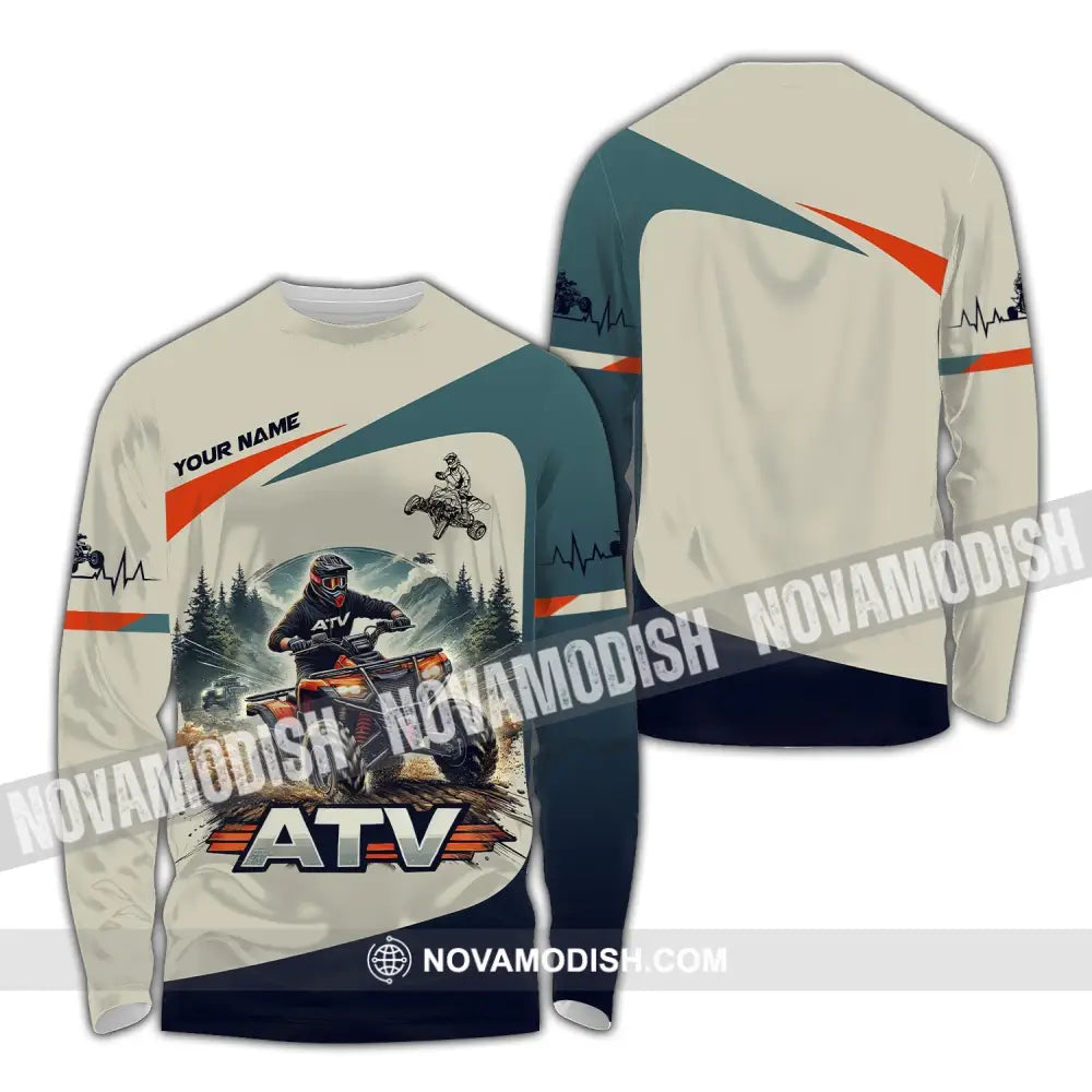 Man Shirt Custom Name All-Terrain Vehicle Atv Bike Polo Long Sleeve Gift / S T-Shirt