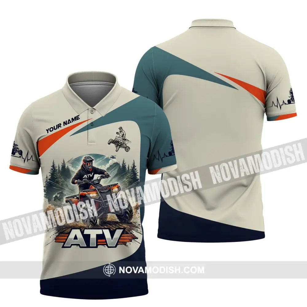 Man Shirt Custom Name All-Terrain Vehicle Atv Bike Polo Long Sleeve Gift / S T-Shirt