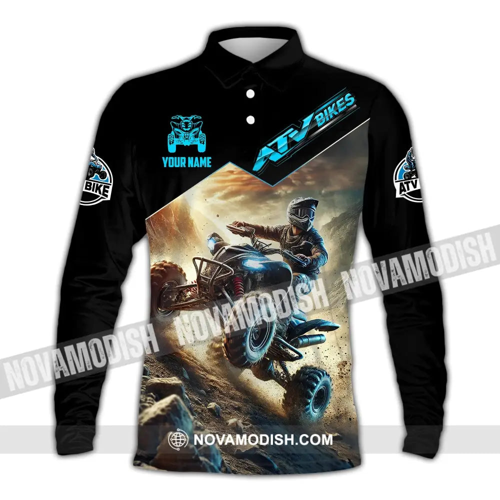 Man Shirt Custom Name Mountain Bike Polo Long Sleeve Gift / S T-Shirt