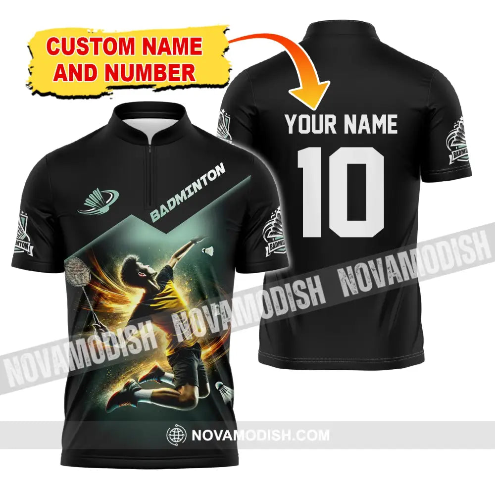 Man Shirt Custom Name And Number Badminton Polo Club Uniform T-Shirt