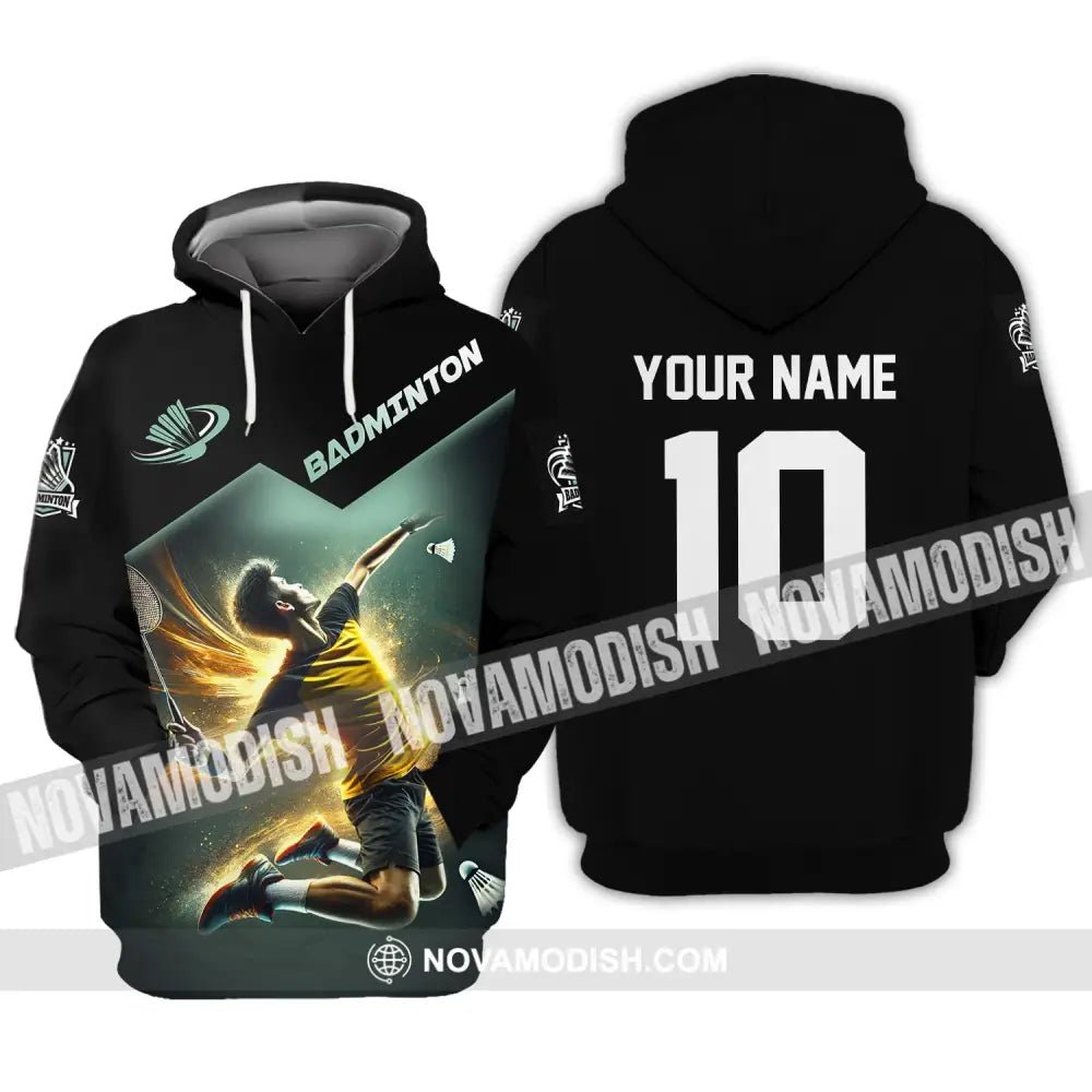 Man Shirt Custom Name And Number Badminton Polo Club Uniform T-Shirt Hoodie / S