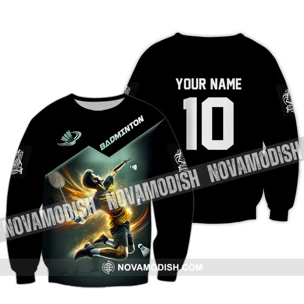 Man Shirt Custom Name And Number Badminton Polo Club Uniform T-Shirt Long Sleeve / S