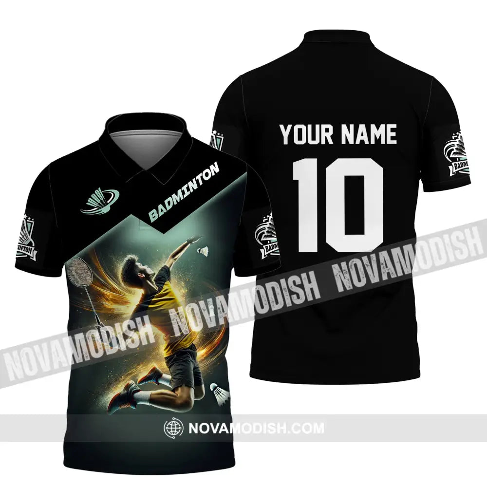 Man Shirt Custom Name And Number Badminton Polo Club Uniform T-Shirt / S