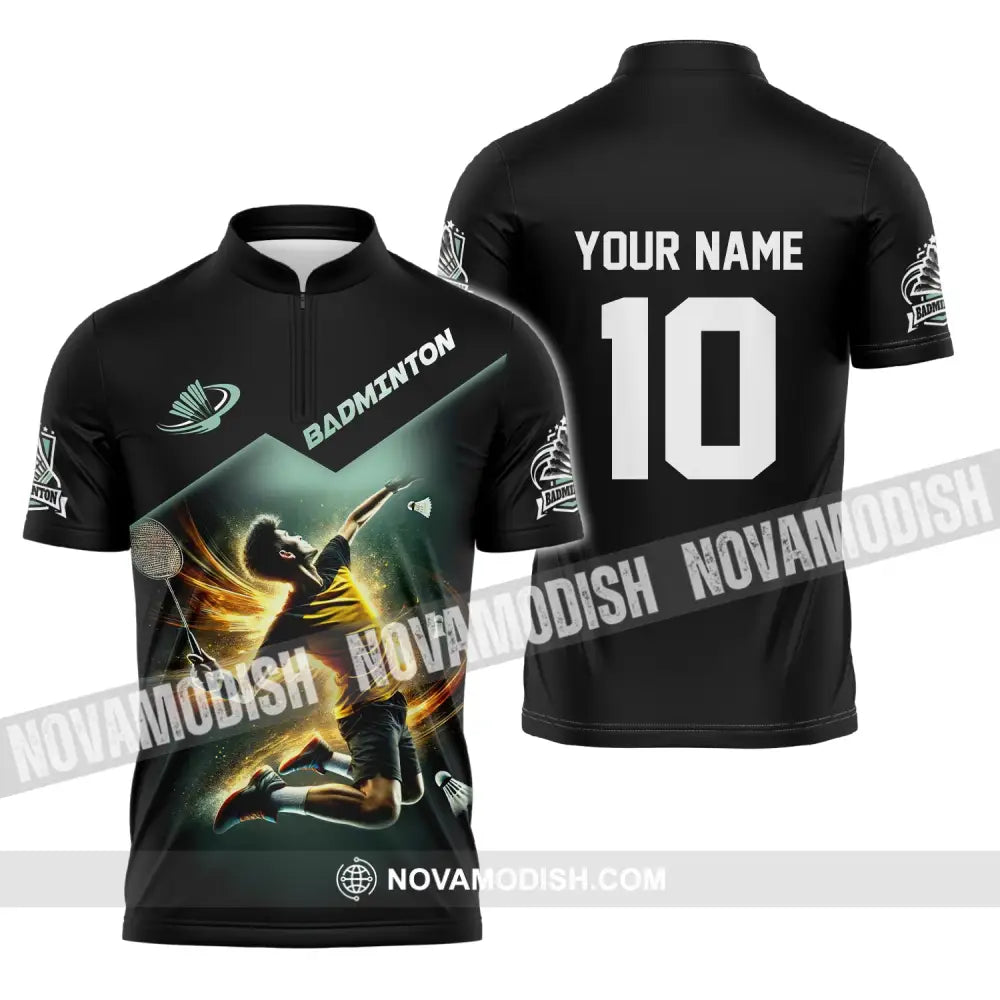 Man Shirt Custom Name And Number Badminton Polo Club Uniform T-Shirt Zipper / S