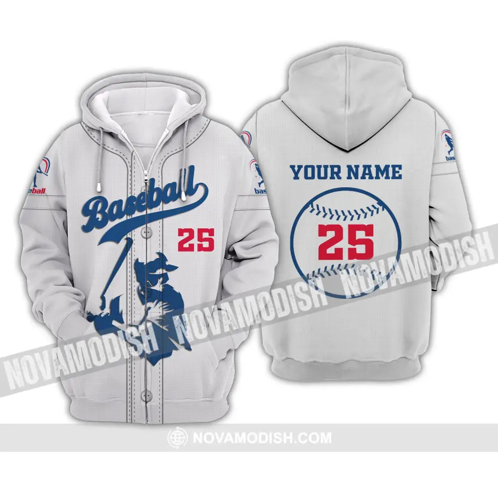 Man Shirt Custom Name And Number Baseball T-Shirt Gift For Player Zipper Hoodie / S