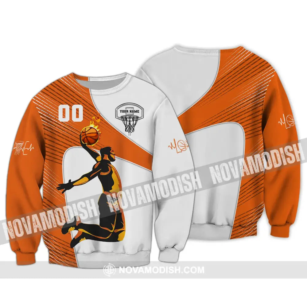 Man Shirt Custom Name And Number Basketball Fire Club Long Sleeve / S T-Shirt