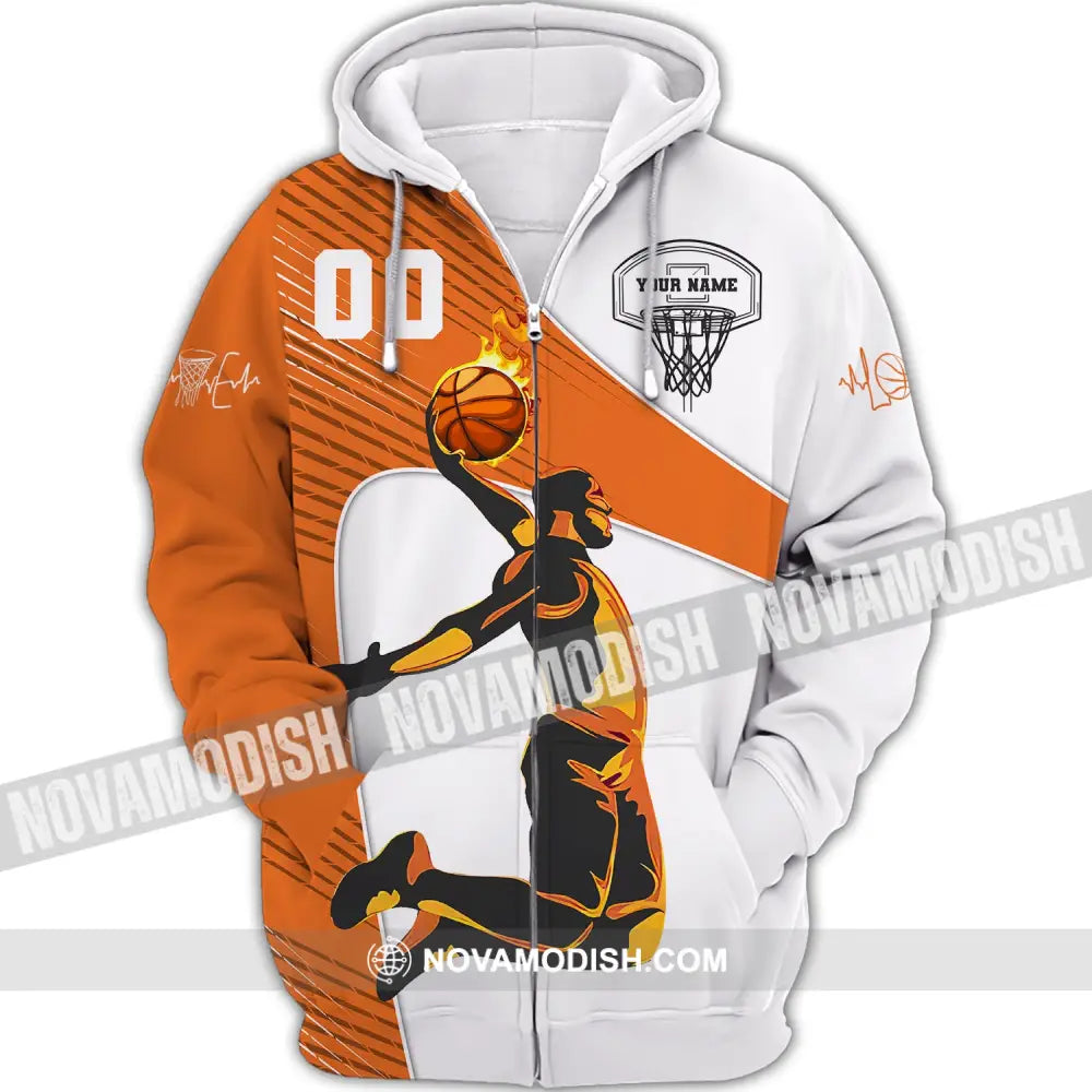 Man Shirt Custom Name And Number Basketball Fire Club Zipper Hoodie / S T-Shirt