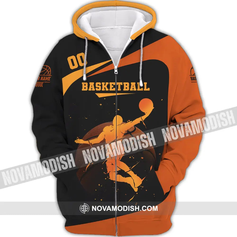 Man Shirt Custom Name And Number Basketball Gift For Player Zipper Hoodie / S T-Shirt