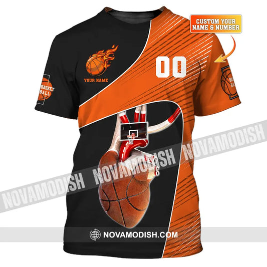 Man Shirt Custom Name And Number Basketball Heart Gift For Player T-Shirt
