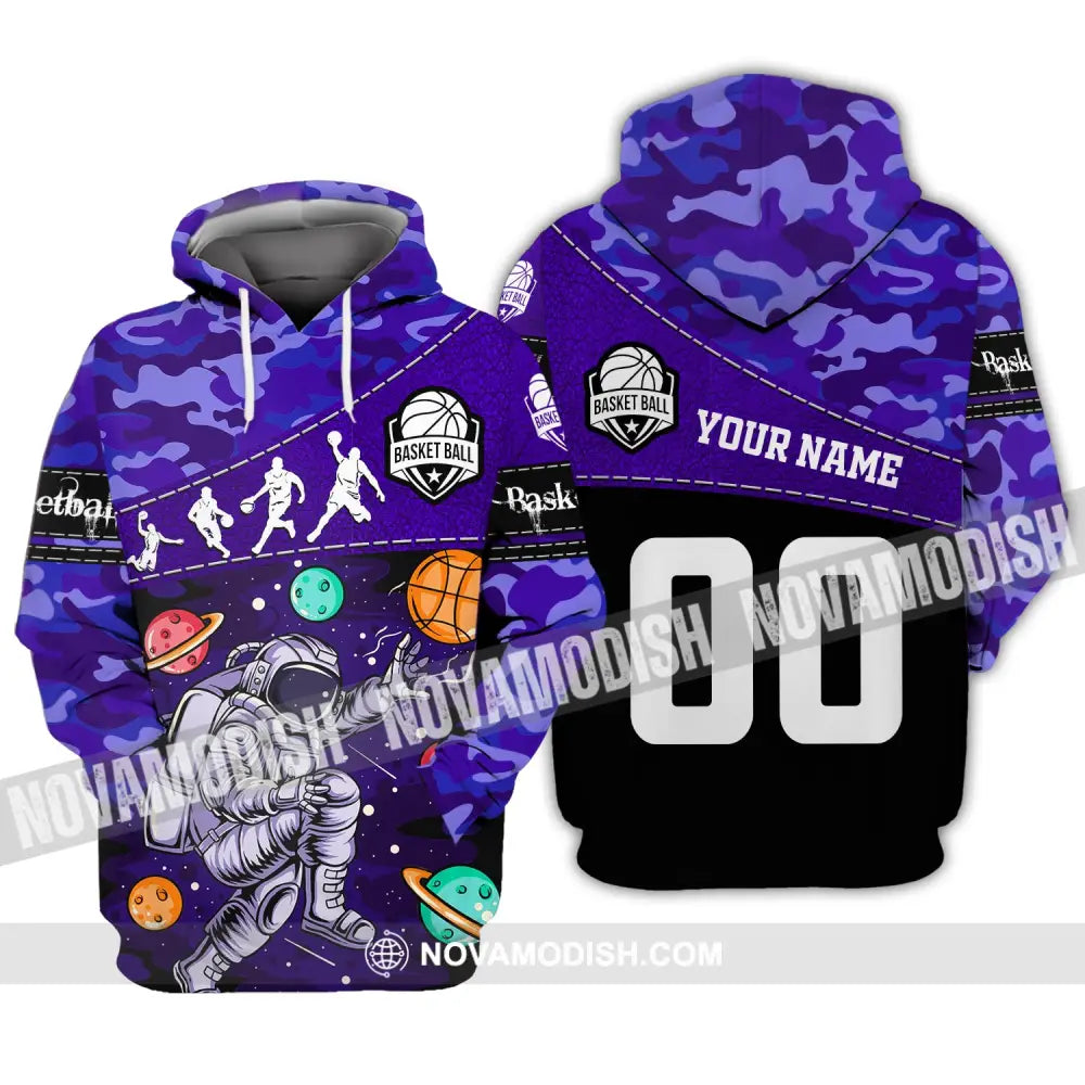 Man Shirt Custom Name And Number Basketball Hoodie Astronaut T-Shirt Gift For Player / S T-Shirt