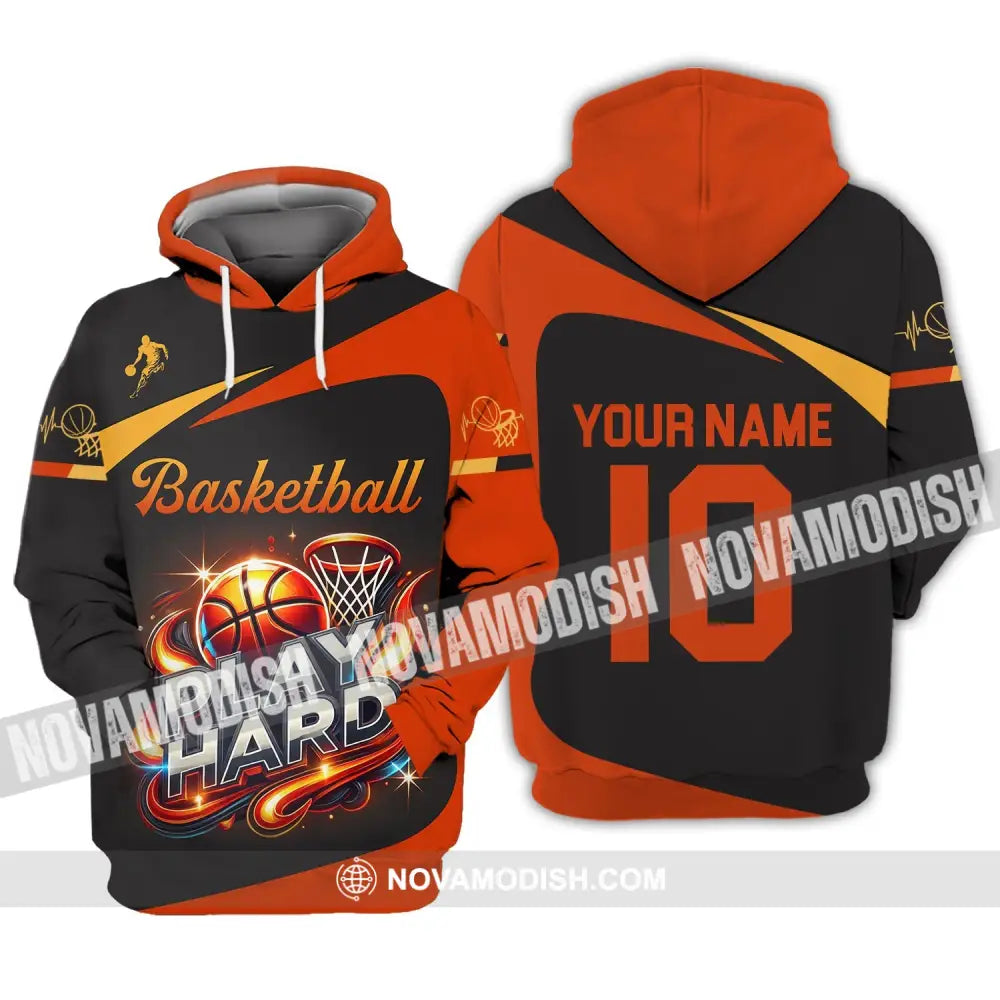 Man Shirt Custom Name And Number Basketball Polo Long Sleeve Club Uniform Lover Gift Hoodie / S