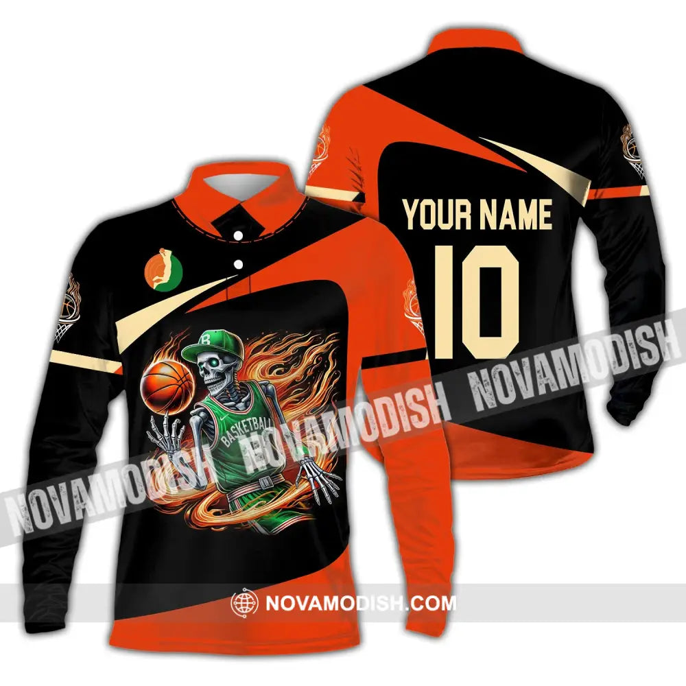 Man Shirt Custom Name And Number Basketball Polo Long Sleeve Club Uniform Lover Gift / S T-Shirt