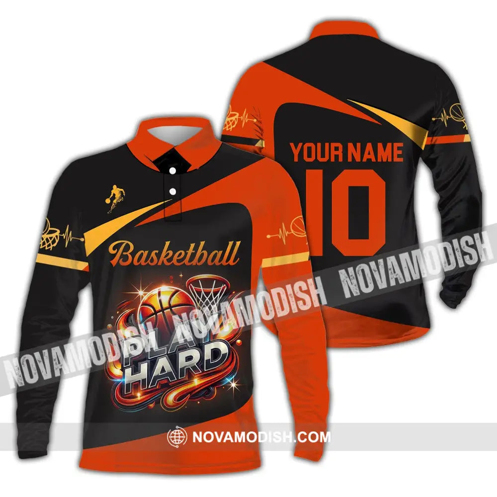 Man Shirt Custom Name And Number Basketball Polo Long Sleeve Club Uniform Lover Gift / S T-Shirt