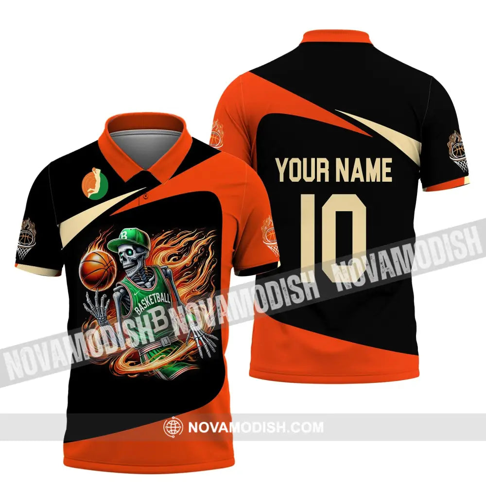 Man Shirt Custom Name And Number Basketball Polo Long Sleeve Club Uniform Lover Gift / S T-Shirt