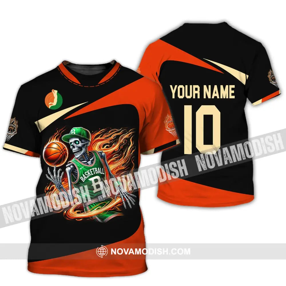 Man Shirt Custom Name And Number Basketball Polo Long Sleeve Club Uniform Lover Gift T-Shirt / S