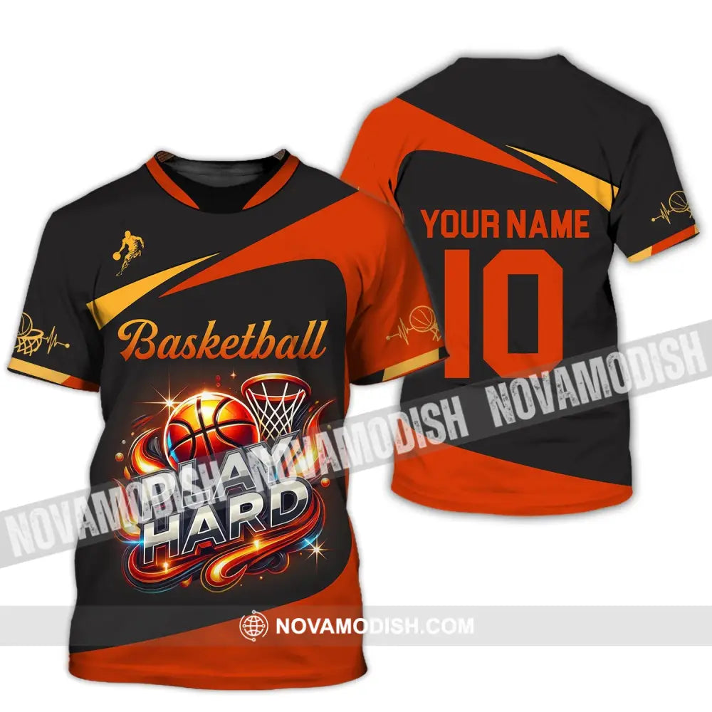 Man Shirt Custom Name And Number Basketball Polo Long Sleeve Club Uniform Lover Gift T-Shirt / S