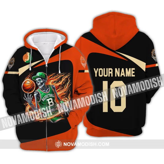 Man Shirt Custom Name And Number Basketball Polo Long Sleeve Club Uniform Lover Gift Zipper Hoodie