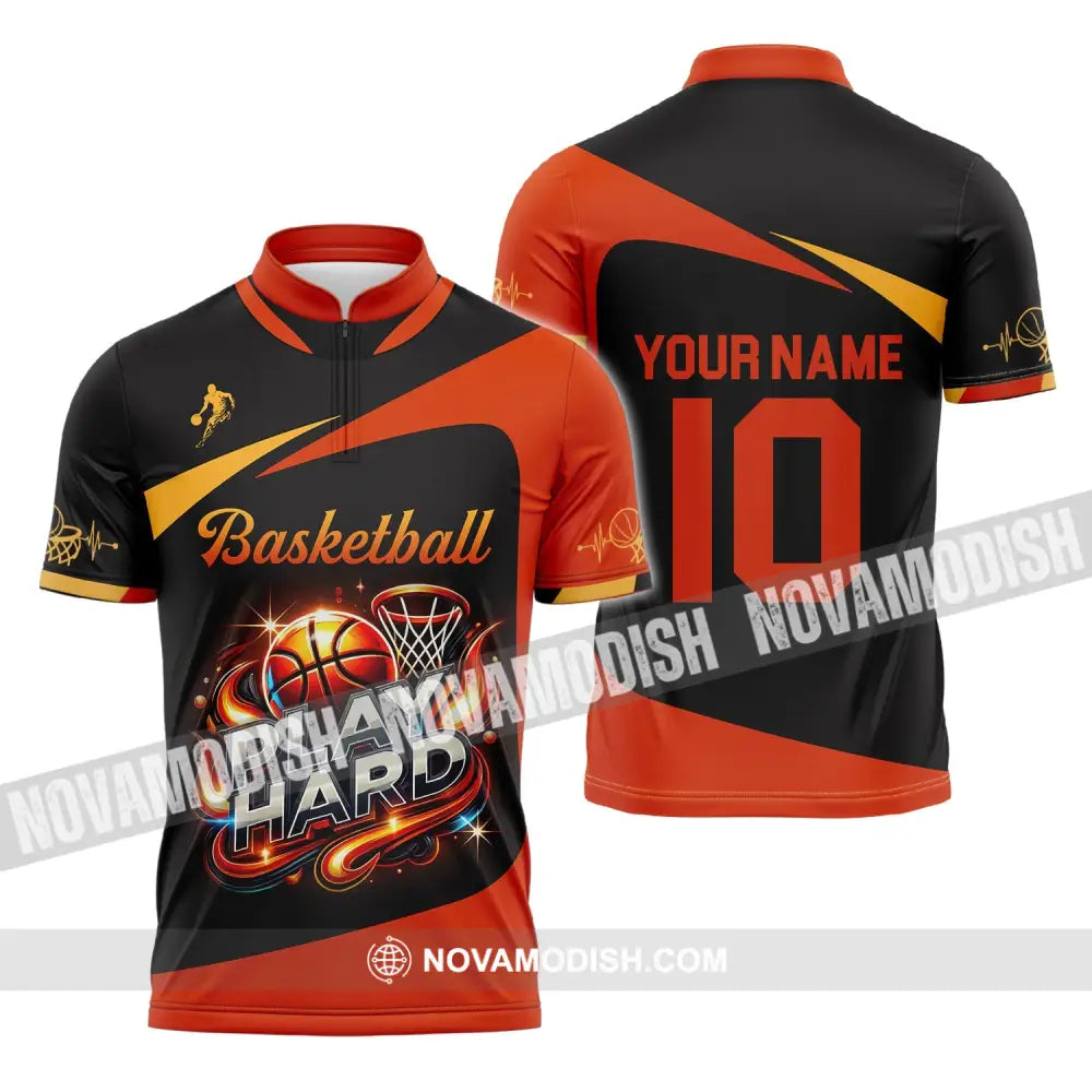 Man Shirt Custom Name And Number Basketball Polo Long Sleeve Club Uniform Lover Gift Zipper / S