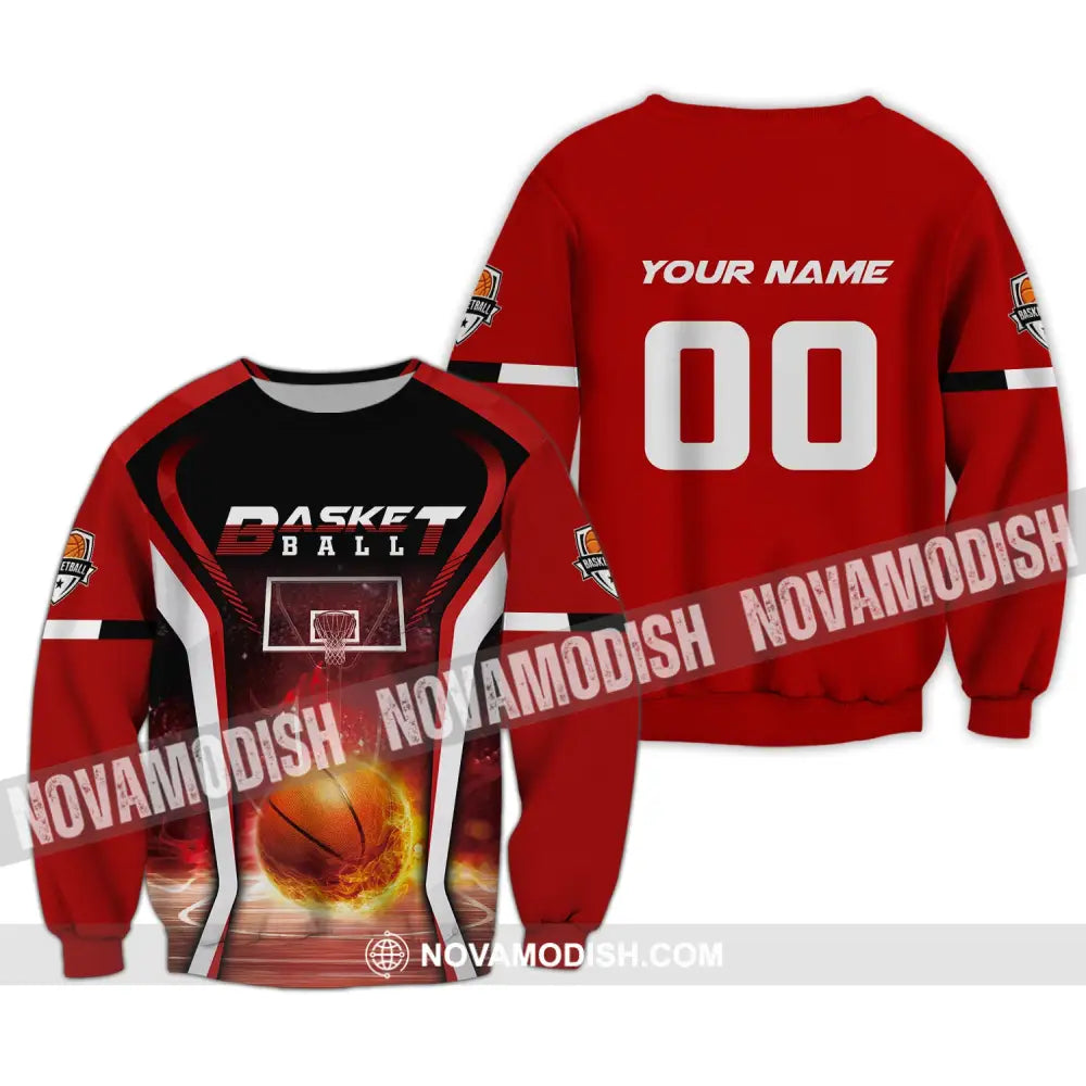 Man Shirt Custom Name And Number Basketball T-Shirt Gift For Player Long Sleeve / S