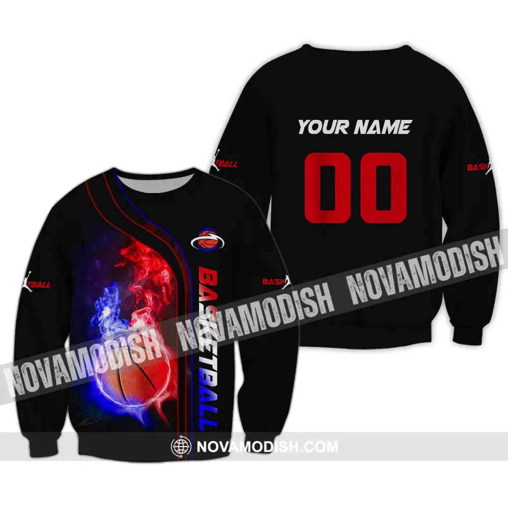 Man Shirt Custom Name And Number Basketball T-Shirt Gift For Player Long Sleeve / S