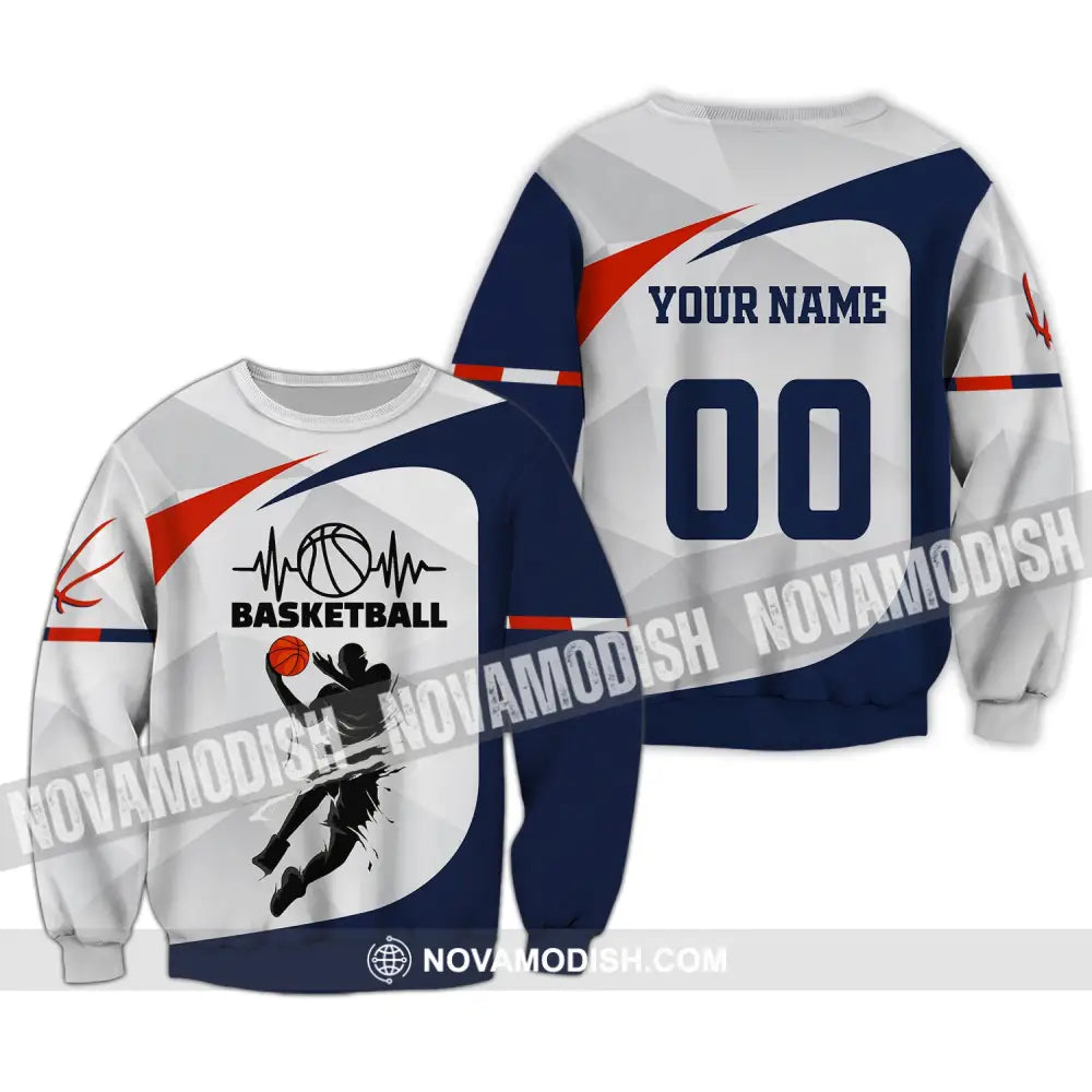 Man Shirt Custom Name And Number Basketball T-Shirt Gift For Player Long Sleeve / S