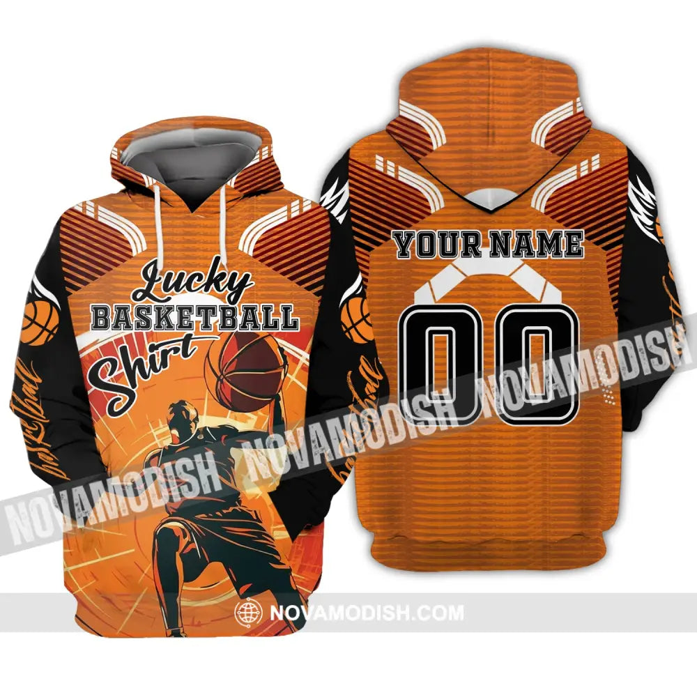 Man Shirt Custom Name And Number Basketball T-Shirt Lucky Gift For Player Hoodie / S T-Shirt