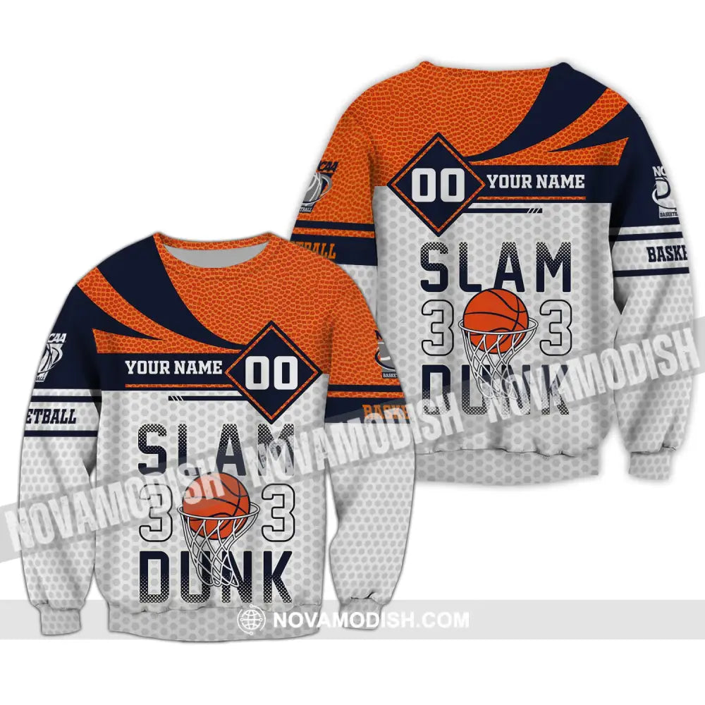 Man Shirt Custom Name And Number Basketball T-Shirt Slam Dunk Gift For Player Long Sleeve / S