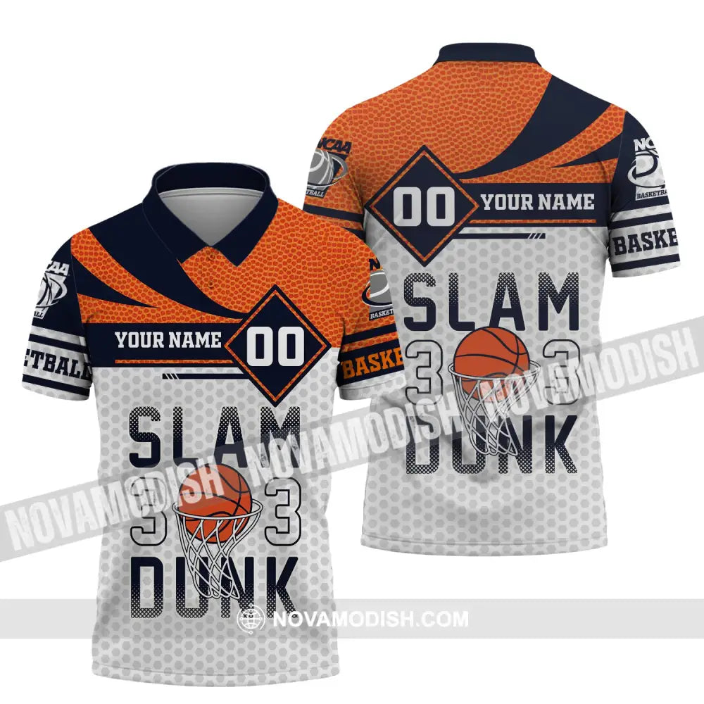 Man Shirt Custom Name And Number Basketball T-Shirt Slam Dunk Gift For Player Polo / S