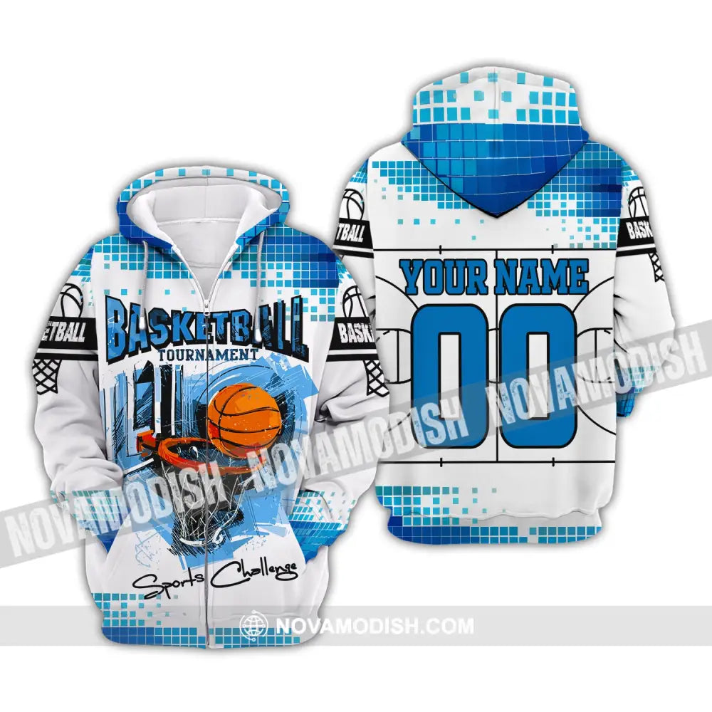 Man Shirt Custom Name And Number Basketball T-Shirt Sport Challenge Gift For Player Zipper Hoodie /