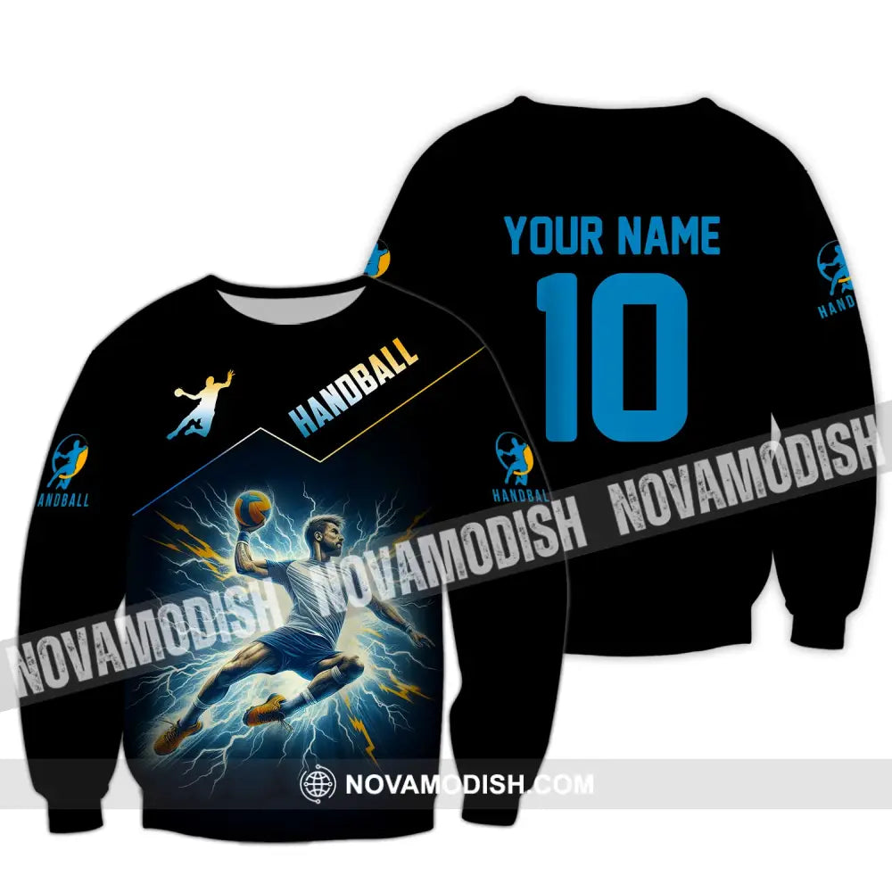 Man Shirt Custom Name And Number Handball Player Hoodie Polo Long Sleeve / S T-Shirt