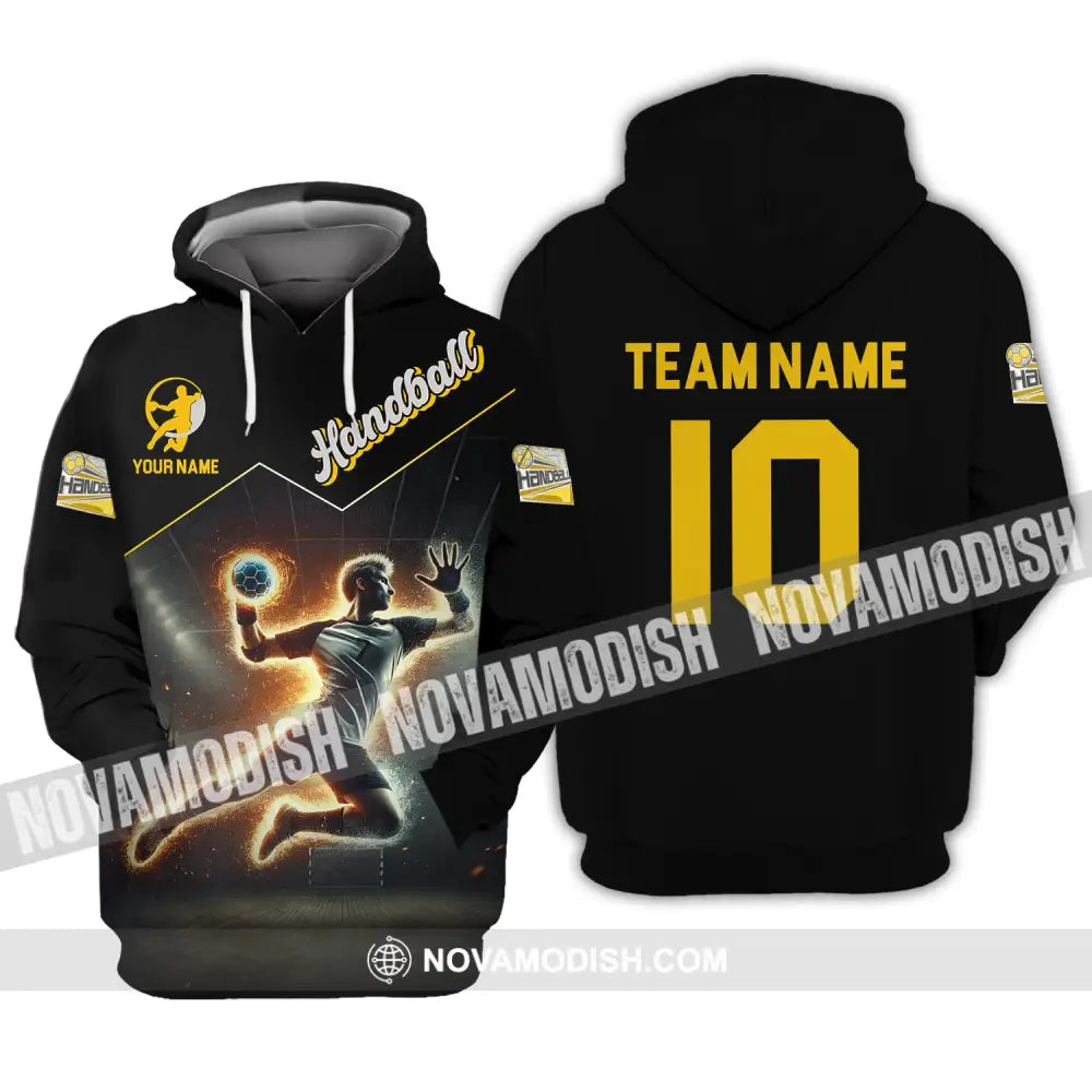 Man Shirt Custom Name And Number Handball Player Hoodie Polo Long Sleeve / S T-Shirt