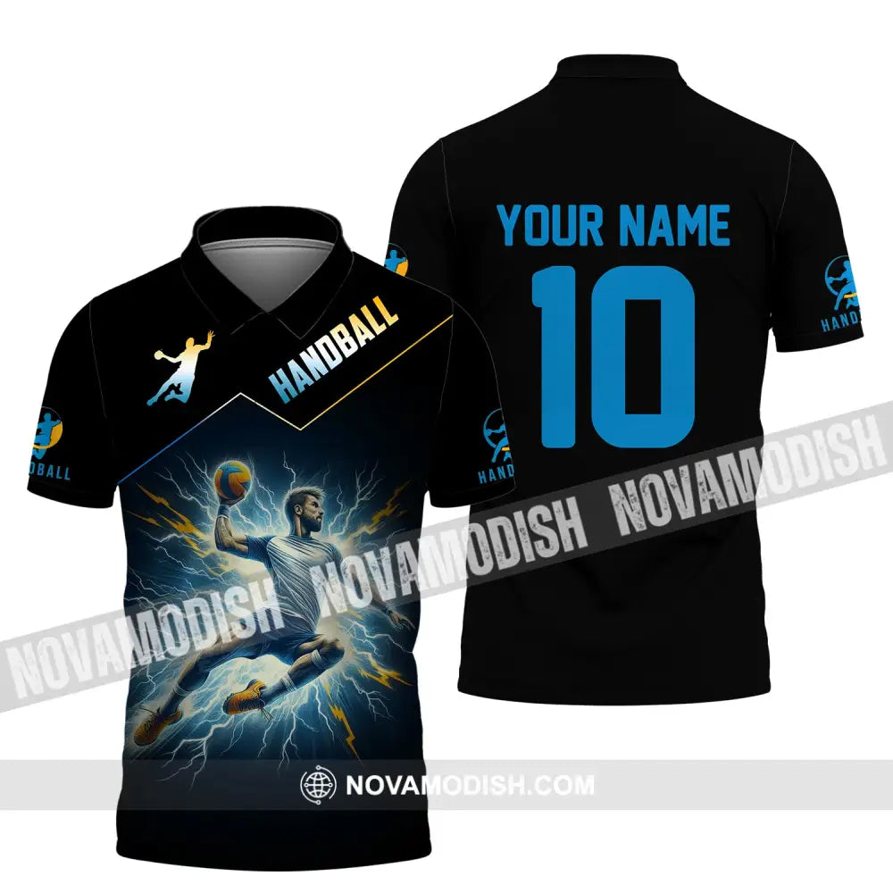 Man Shirt Custom Name And Number Handball Player Hoodie Polo Long Sleeve / S T-Shirt