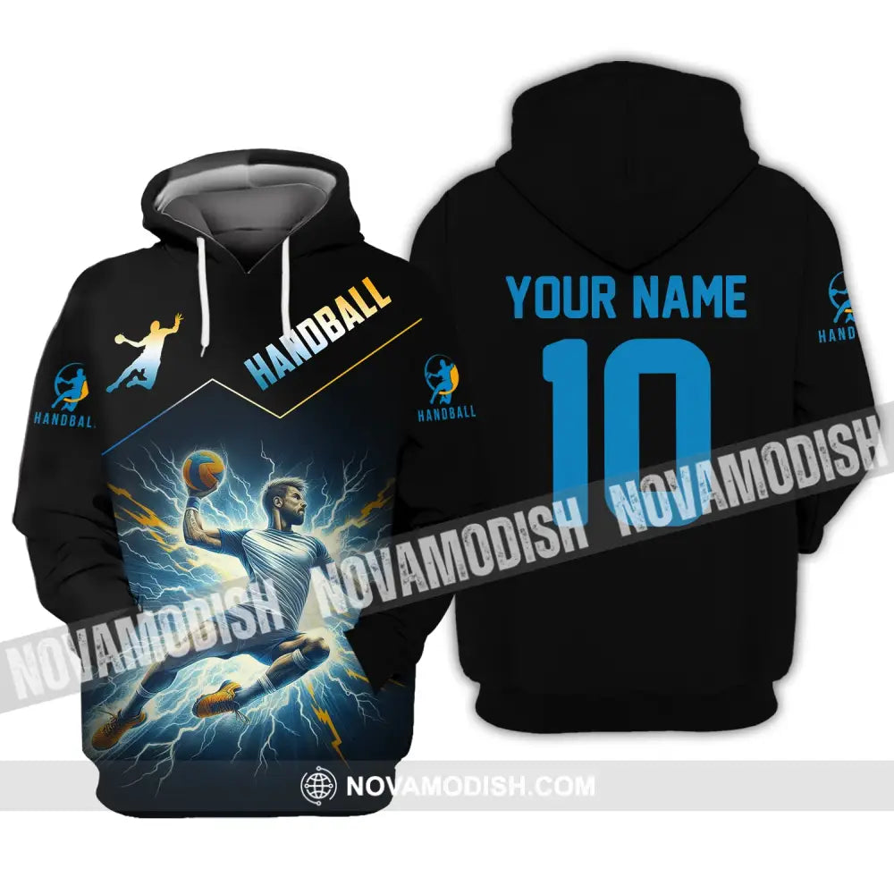 Man Shirt Custom Name And Number Handball Player Hoodie Polo Long Sleeve / S T-Shirt