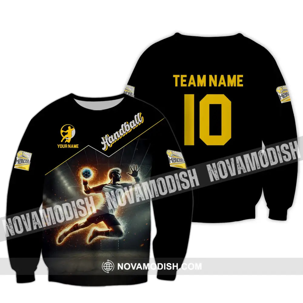 Man Shirt Custom Name And Number Handball Player Hoodie Polo Long Sleeve / S T-Shirt