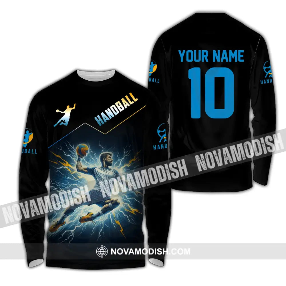 Man Shirt Custom Name And Number Handball Player Hoodie Polo Long Sleeve / S T-Shirt