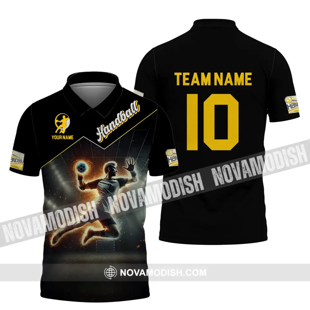 Man Shirt Custom Name And Number Handball Player Hoodie Polo Long Sleeve / S T-Shirt