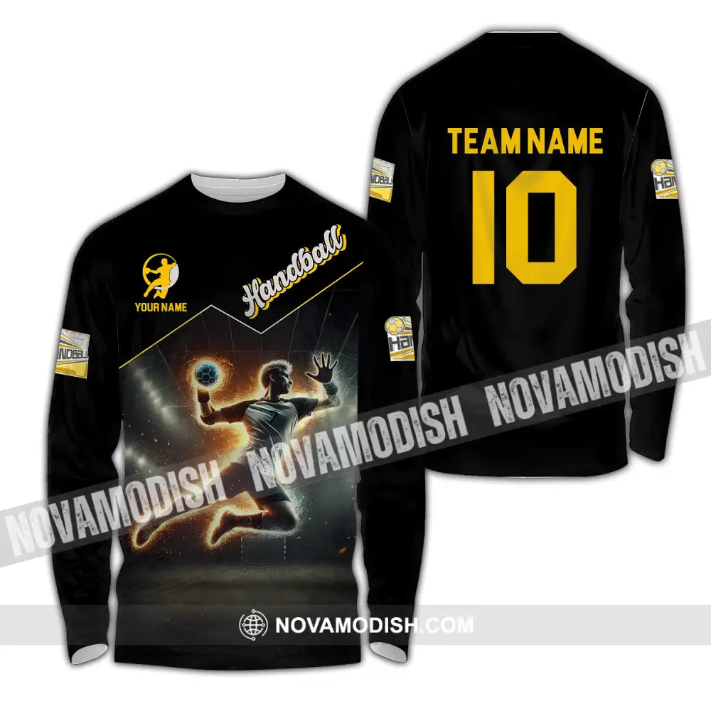 Man Shirt Custom Name And Number Handball Player Hoodie Polo Long Sleeve / S T-Shirt