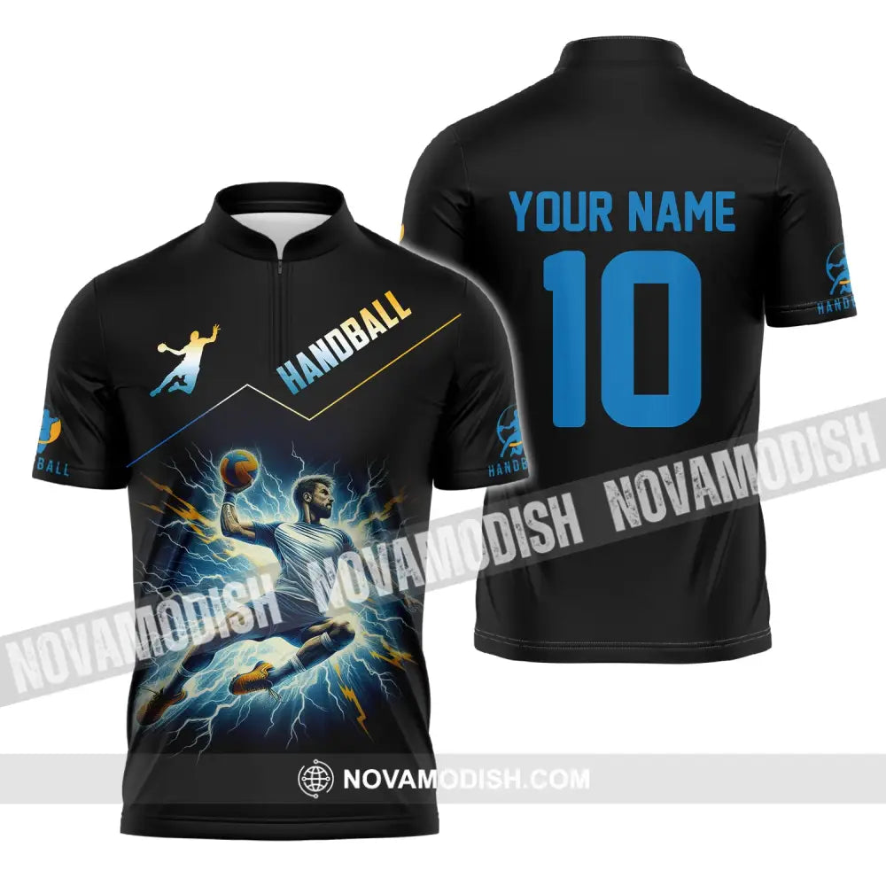 Man Shirt Custom Name And Number Handball Player Hoodie Polo Long Sleeve Zipper / S T-Shirt