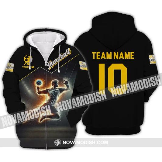 Man Shirt Custom Name And Number Handball Player Hoodie Polo Long Sleeve Zipper / S T-Shirt