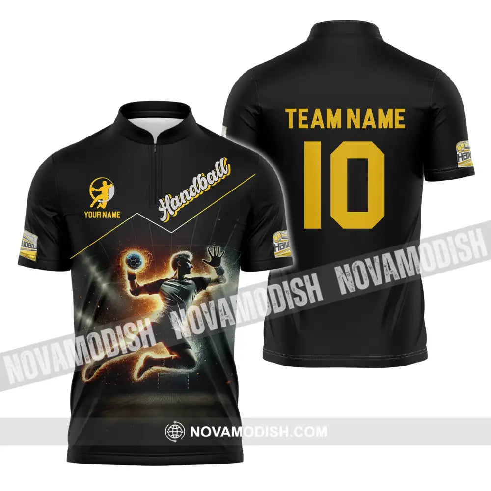 Man Shirt Custom Name And Number Handball Player Hoodie Polo Long Sleeve Zipper / S T-Shirt