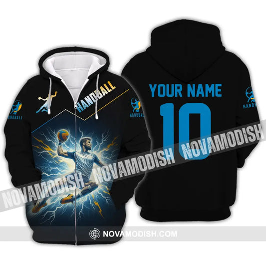 Man Shirt Custom Name And Number Handball Player Hoodie Polo Long Sleeve Zipper / S T-Shirt