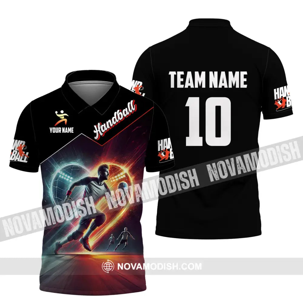 Man Shirt Custom Name And Number Handball Polo Long Sleeve Club Uniform Lover Gift / S T-Shirt