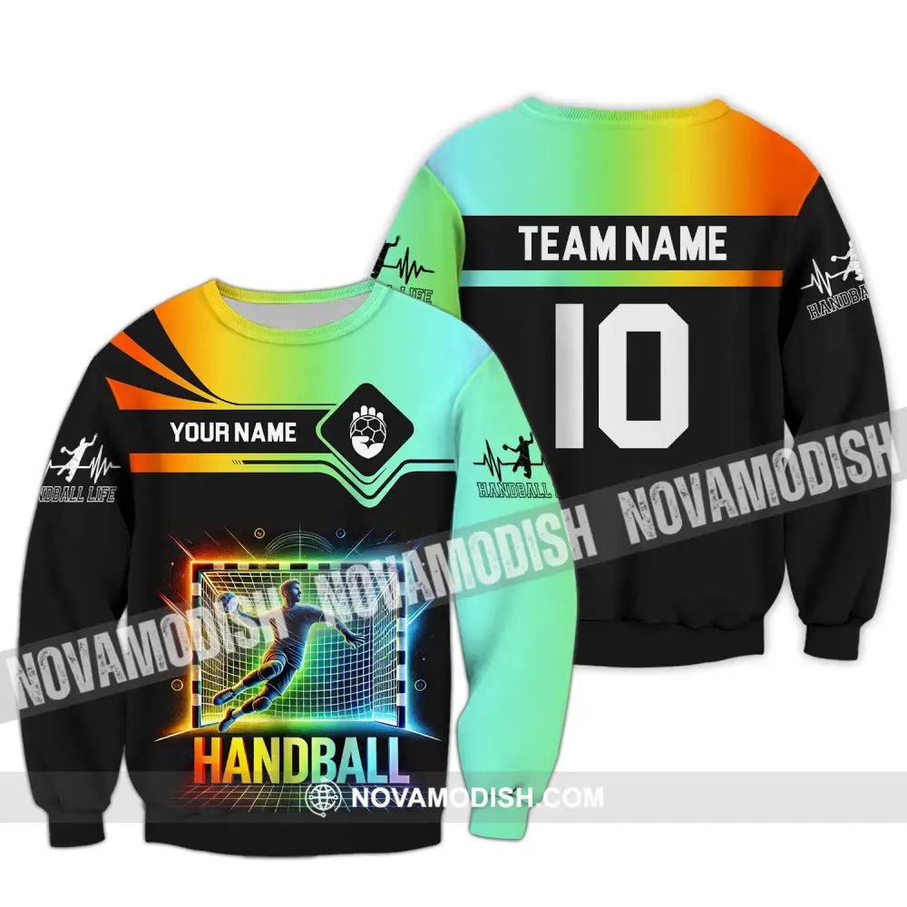 Man Shirt Custom Name And Number Handball Polo Long Sleeve Club Uniform Lover Gift / S T-Shirt