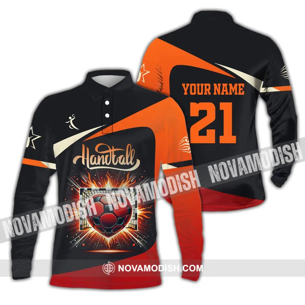 Man Shirt Custom Name And Number Handball Polo Long Sleeve Club Uniform Lover Gift / S T-Shirt